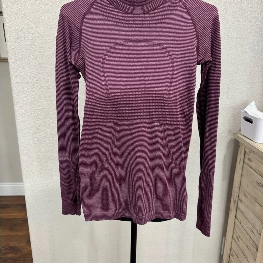 Fitted Purple Long Sleeve Hoodie with Textured Design